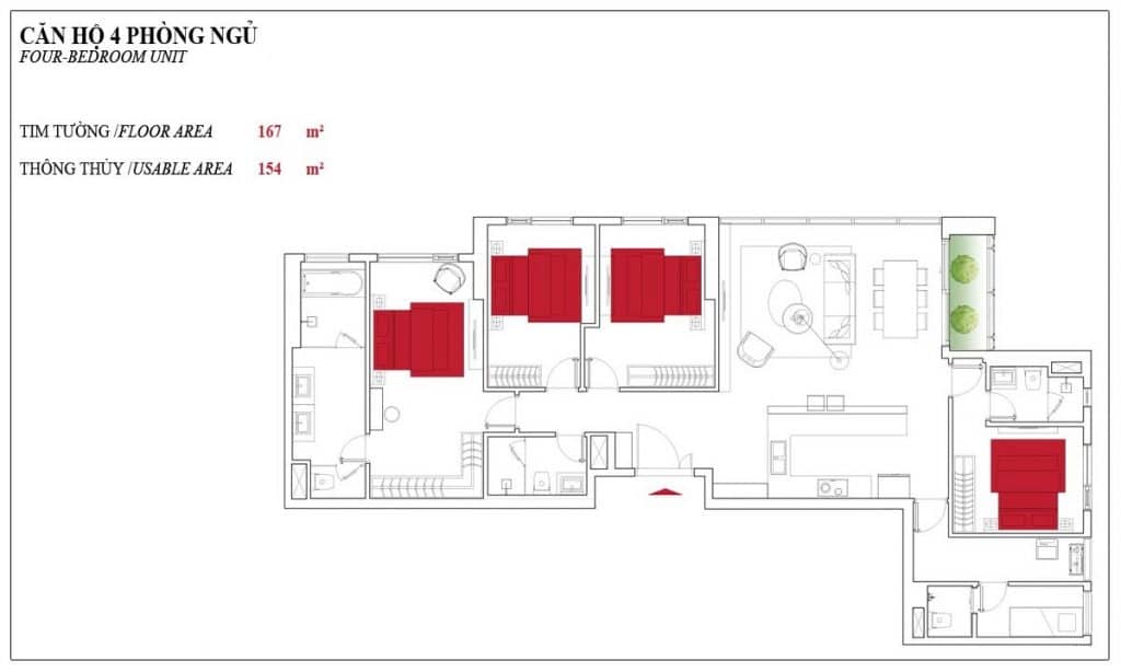 Bán căn hộ Đảo Kim Cương 4 phòng ngủ lầu thấp full nội thất view sông – L81