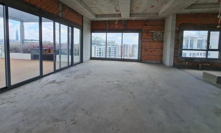 Bán căn hộ Đảo Kim Cương sky villa 4 phòng ngủ lầu cao nhà thô view sông